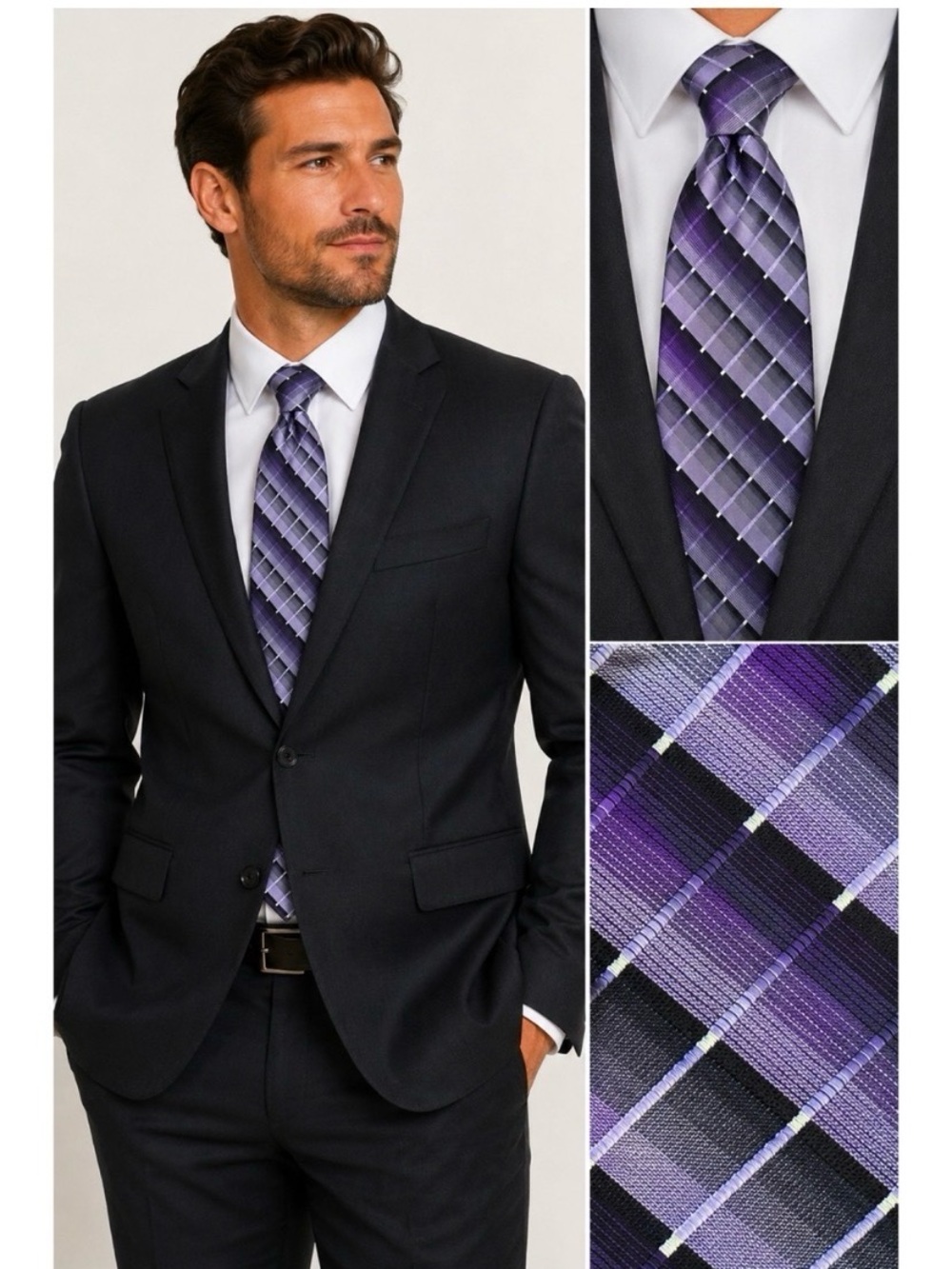 STATEMENTS Purple Printed Silk Mens Tie